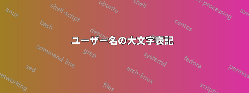 ユーザー名の大文字表記 