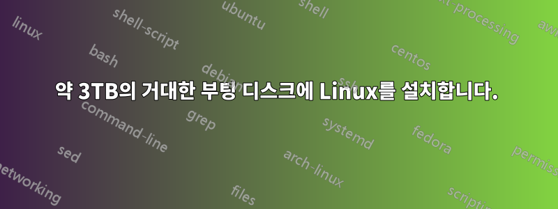 약 3TB의 거대한 부팅 디스크에 Linux를 설치합니다.