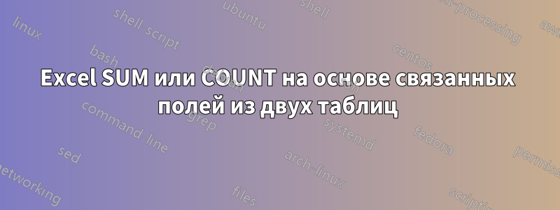 Excel SUM или COUNT на основе связанных полей из двух таблиц