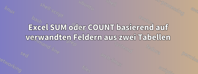 Excel SUM oder COUNT basierend auf verwandten Feldern aus zwei Tabellen