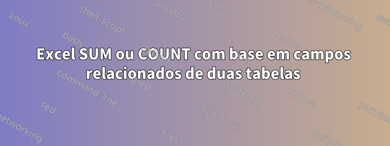 Excel SUM ou COUNT com base em campos relacionados de duas tabelas