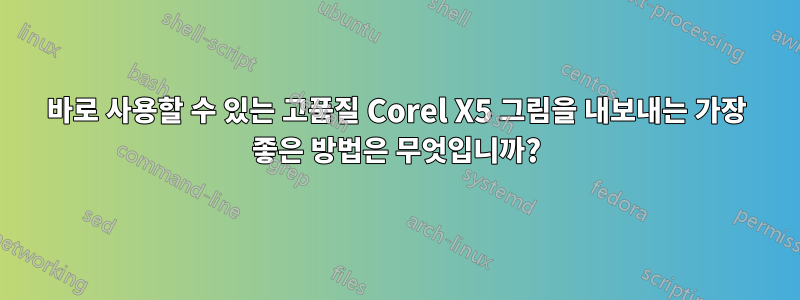 바로 사용할 수 있는 고품질 Corel X5 그림을 내보내는 가장 좋은 방법은 무엇입니까?