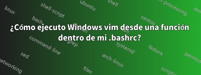 ¿Cómo ejecuto Windows vim desde una función dentro de mi .bashrc?