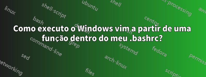 Como executo o Windows vim a partir de uma função dentro do meu .bashrc?