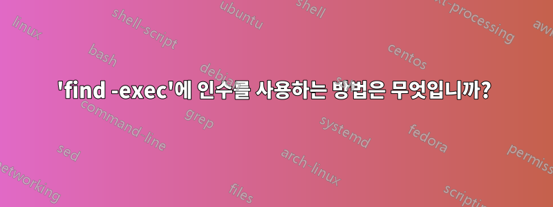 'find -exec'에 인수를 사용하는 방법은 무엇입니까?