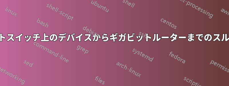 ギガビットスイッチ上のデバイスからギガビットルーターまでのスループット