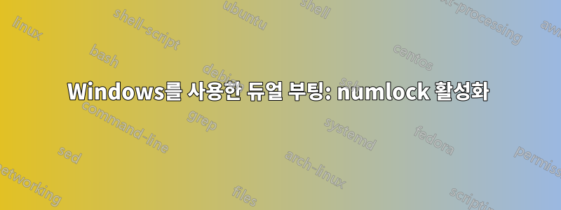 Windows를 사용한 듀얼 부팅: numlock 활성화