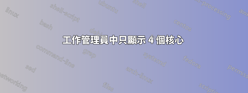 工作管理員中只顯示 4 個核心