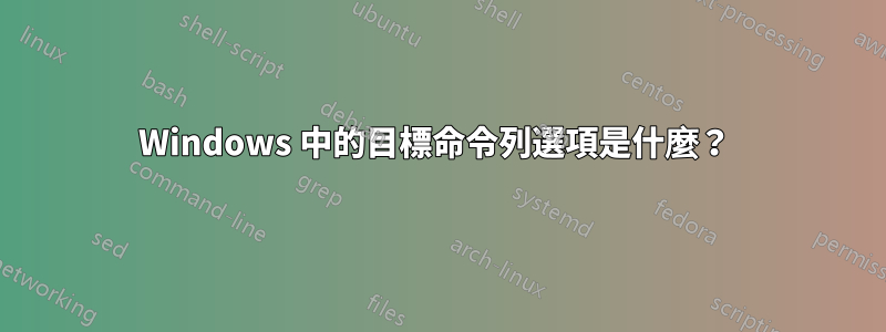 Windows 中的目標命令列選項是什麼？ 