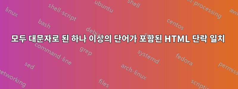 모두 대문자로 된 하나 이상의 단어가 포함된 HTML 단락 일치