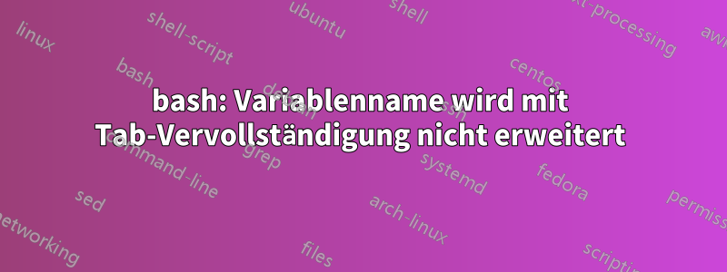 bash: Variablenname wird mit Tab-Vervollständigung nicht erweitert