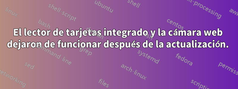 El lector de tarjetas integrado y la cámara web dejaron de funcionar después de la actualización.