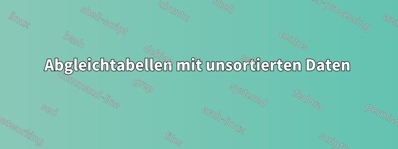 Abgleichtabellen mit unsortierten Daten