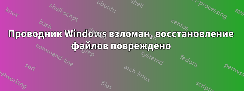 Проводник Windows взломан, восстановление файлов повреждено