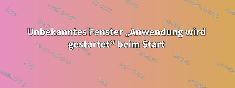 Unbekanntes Fenster „Anwendung wird gestartet“ beim Start