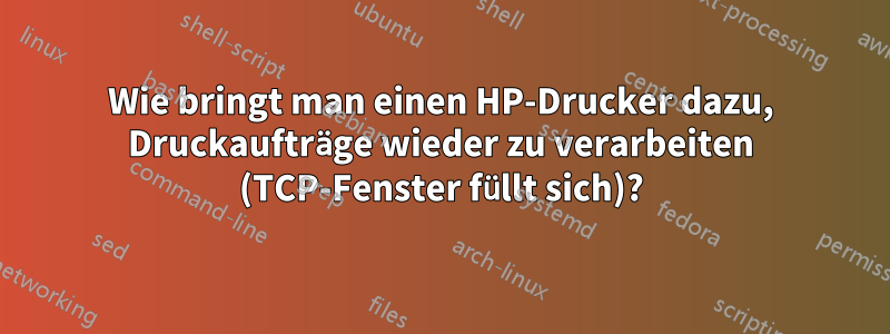 Wie bringt man einen HP-Drucker dazu, Druckaufträge wieder zu verarbeiten (TCP-Fenster füllt sich)?