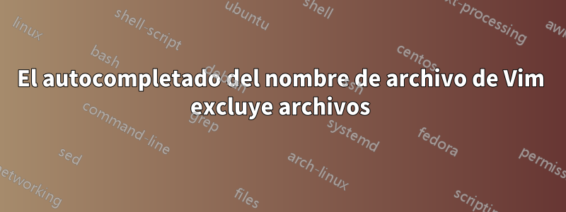 El autocompletado del nombre de archivo de Vim excluye archivos