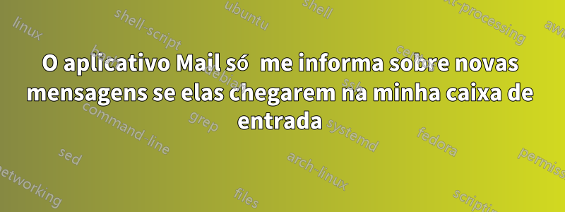 O aplicativo Mail só me informa sobre novas mensagens se elas chegarem na minha caixa de entrada