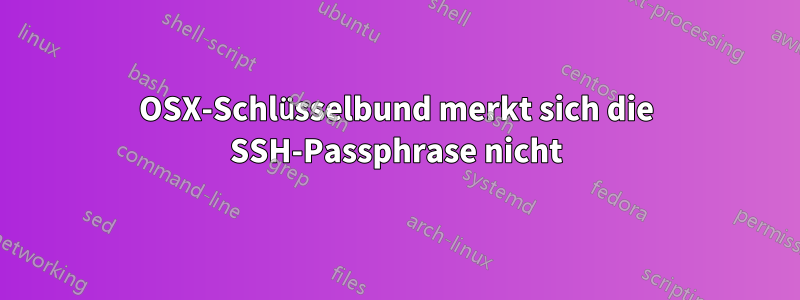 OSX-Schlüsselbund merkt sich die SSH-Passphrase nicht