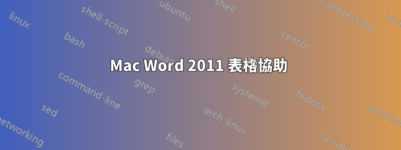 Mac Word 2011 表格協助