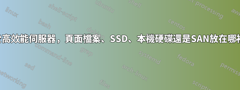 對於高效能伺服器，頁面檔案、SSD、本機硬碟還是SAN放在哪裡？