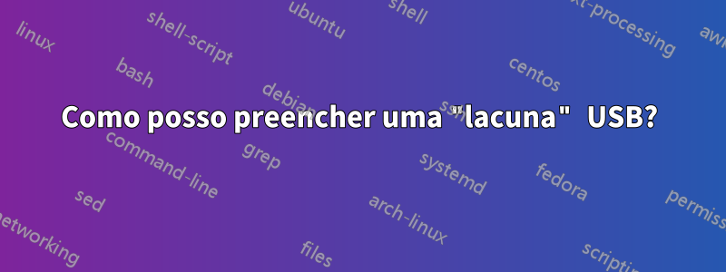 Como posso preencher uma "lacuna" USB?