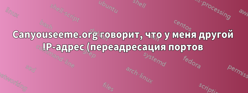 Canyouseeme.org говорит, что у меня другой IP-адрес (переадресация портов) Motorola