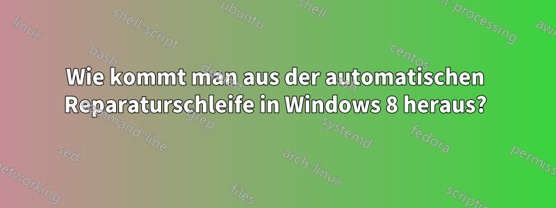 Wie kommt man aus der automatischen Reparaturschleife in Windows 8 heraus?