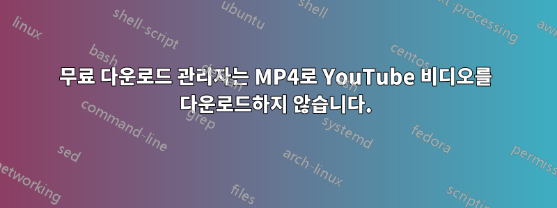 무료 다운로드 관리자는 MP4로 YouTube 비디오를 다운로드하지 않습니다.