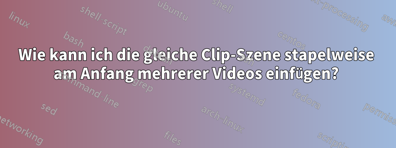 Wie kann ich die gleiche Clip-Szene stapelweise am Anfang mehrerer Videos einfügen?