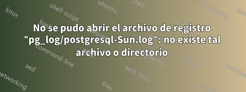 No se pudo abrir el archivo de registro "pg_log/postgresql-Sun.log": no existe tal archivo o directorio