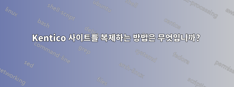 Kentico 사이트를 복제하는 방법은 무엇입니까?