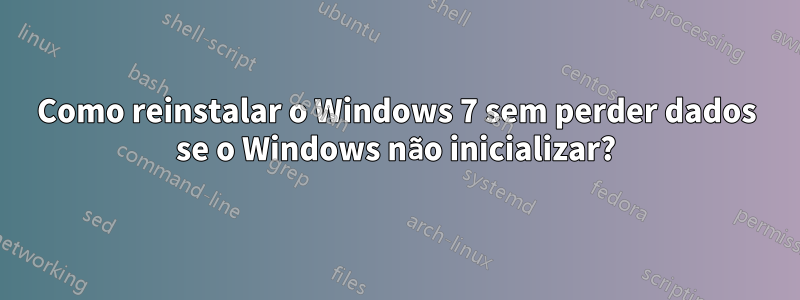 Como reinstalar o Windows 7 sem perder dados se o Windows não inicializar?