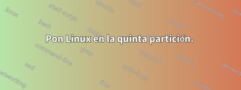 Pon Linux en la quinta partición.