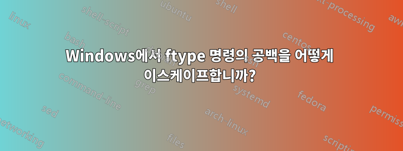 Windows에서 ftype 명령의 공백을 어떻게 이스케이프합니까?