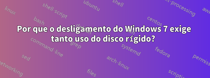 Por que o desligamento do Windows 7 exige tanto uso do disco rígido? 