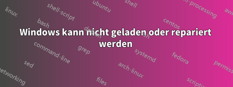 Windows kann nicht geladen oder repariert werden