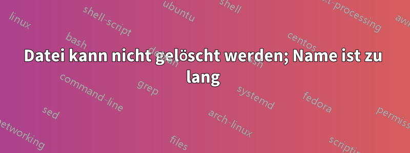 Datei kann nicht gelöscht werden; Name ist zu lang