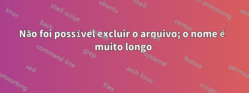 Não foi possível excluir o arquivo; o nome é muito longo
