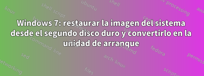 Windows 7: restaurar la imagen del sistema desde el segundo disco duro y convertirlo en la unidad de arranque