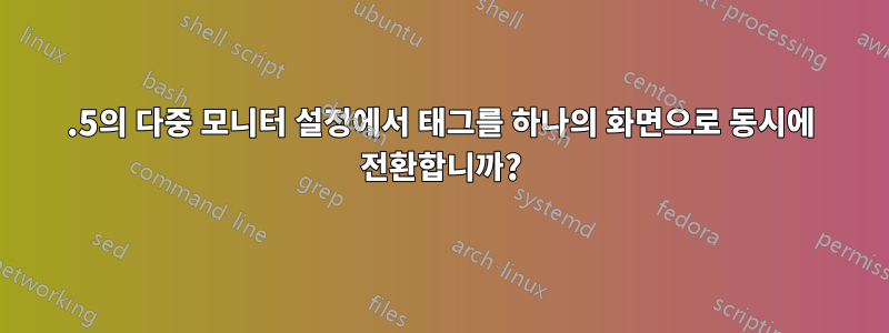3.5의 다중 모니터 설정에서 태그를 하나의 화면으로 동시에 전환합니까?