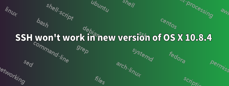 SSH won't work in new version of OS X 10.8.4