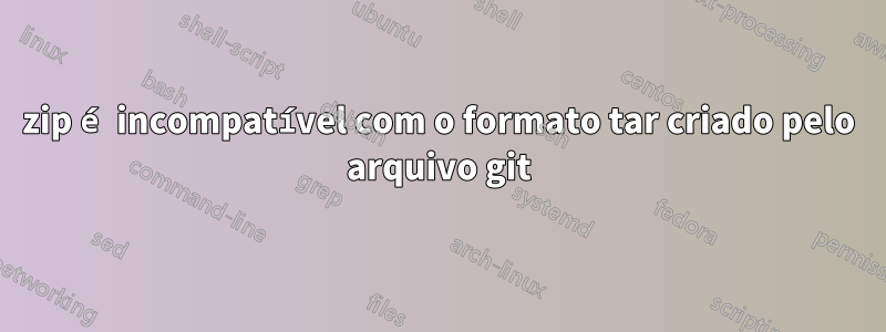 7zip é incompatível com o formato tar criado pelo arquivo git