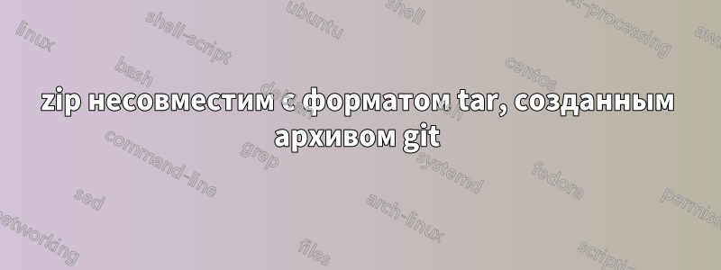 7zip несовместим с форматом tar, созданным архивом git