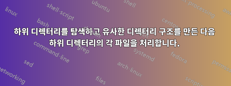 하위 디렉터리를 탐색하고 유사한 디렉터리 구조를 만든 다음 하위 디렉터리의 각 파일을 처리합니다.