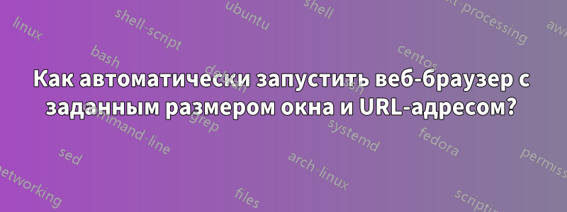 Как автоматически запустить веб-браузер с заданным размером окна и URL-адресом?