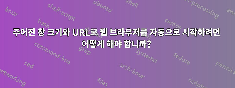 주어진 창 크기와 URL로 웹 브라우저를 자동으로 시작하려면 어떻게 해야 합니까?