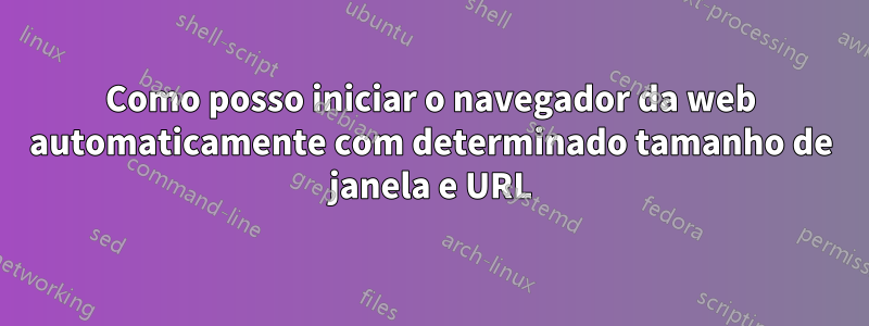 Como posso iniciar o navegador da web automaticamente com determinado tamanho de janela e URL