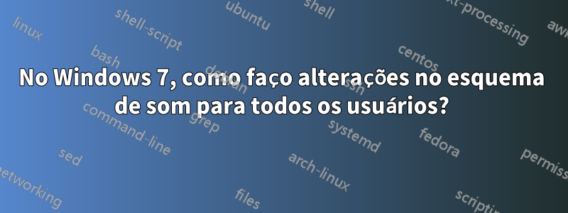 No Windows 7, como faço alterações no esquema de som para todos os usuários?