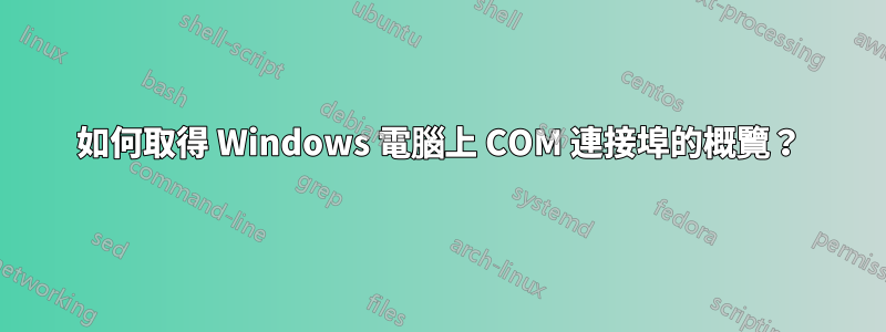 如何取得 Windows 電腦上 COM 連接埠的概覽？